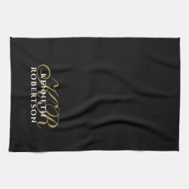 Black Monogram Minimalist Gold White Elegant Men  Theedoek