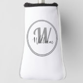 Black Monogram Minimalist Modern Golfheadcover (Draai 90)