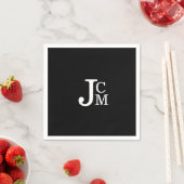 Black Monogram Wedding Cocktail Napkins Servet (Insitu)