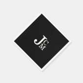 Black Monogram Wedding Cocktail Napkins Servet (Hoek)