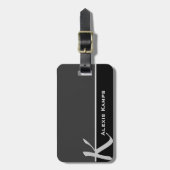 Black Monogrammed Custom Bagagelabel (Voorkant verticaal)