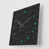 Black Monotones  Floral Damascus 4 Vierkante Klok (Hoek)