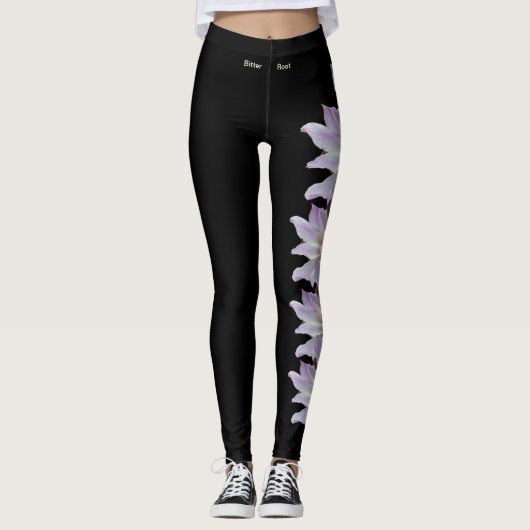 Black Montana Bitterroot State Flower Leggings (Voorkant)