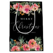 Black Moody Bloemen Kerstmis | botanische vakantie Medium Cadeauzakje (Voorkant)