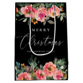 Black Moody Bloemen Kerstmis | botanische vakantie Medium Cadeauzakje (Achterkant)