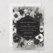 Black Moody Floral Romance Wedding Kaart (Voorkant)