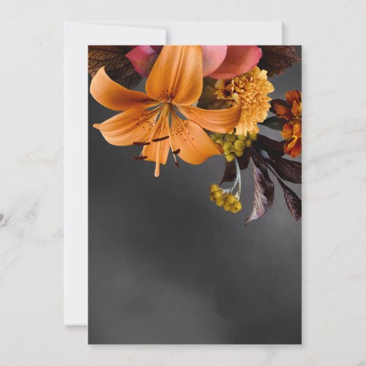 Black Moody Gothic Sinaasappel Lily Verjaardag Kaart (Achterkant)