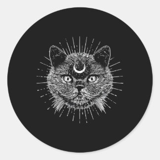 Black Moon Cat Gothic Mode Witchcraft Halloween Ronde Sticker