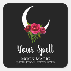 Black Moon Inention Spells Square Sticker