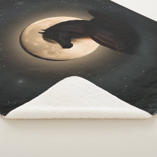 Black Moon Shine Horse Sherpa Blanket Deken (3/4)