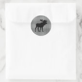 Black Moose Buffalo Check Patroon Ronde Sticker (Tas)