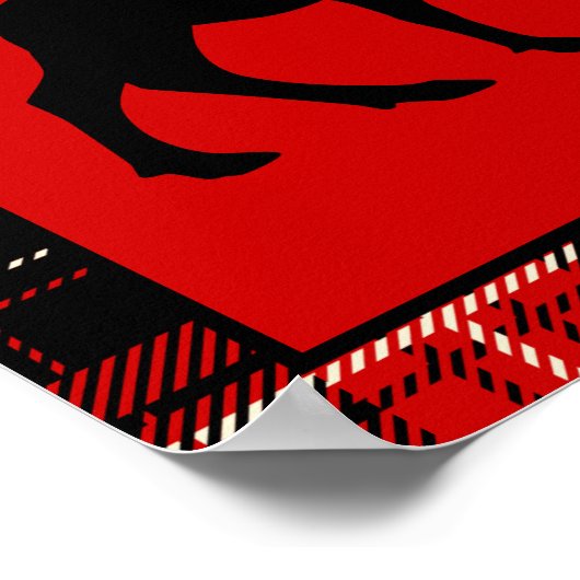 Black Moose, Red Pset Poster (Hoek)