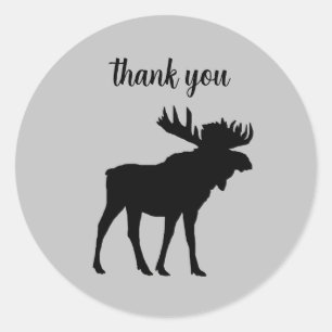 Black Moose Silhouette Wilderness Dank u Ronde Sticker
