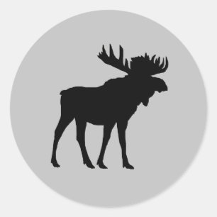 Black Moose Silhouette Wilderness Ronde Sticker