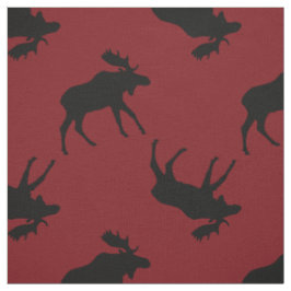 Black Moose Silhouettes op Red Stof
