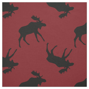 Black Moose Silhouettes op Red Stof
