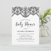 Black Moroccan Lace Pattern Baby shower Invitation Kaart (Staand voorkant)