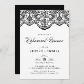 Black Moroccan Lace Rehearsal Dinner Invitation Kaart (Voorkant / Achterkant)