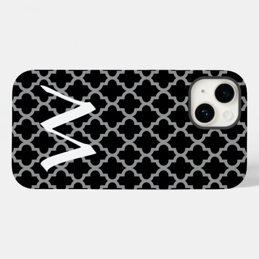 Black Moroccan Moods Quatrefoil Case-Mate iPhone Case (Achterkant (horizontaal))