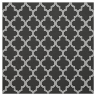 Black Moroccan Moods Quatrefoil Stof
