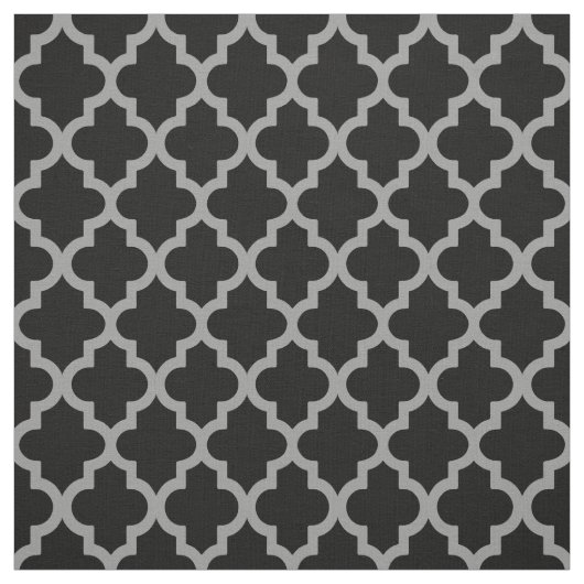 Black Moroccan Moods Quatrefoil Stof (Swatch)