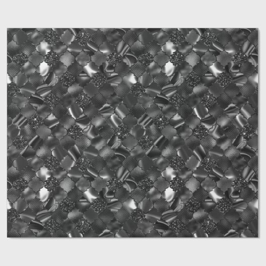 Black Moroccan Quatrefoil Pattern Cadeaupapier (Vlak)