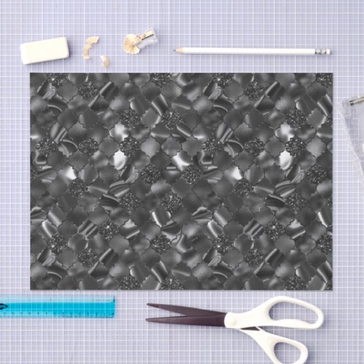 Black Moroccan Quatrefoil Pattern Tissuepapier (Craft)