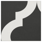 Black Moroccan Quatrefoil print Stof (Close Up)