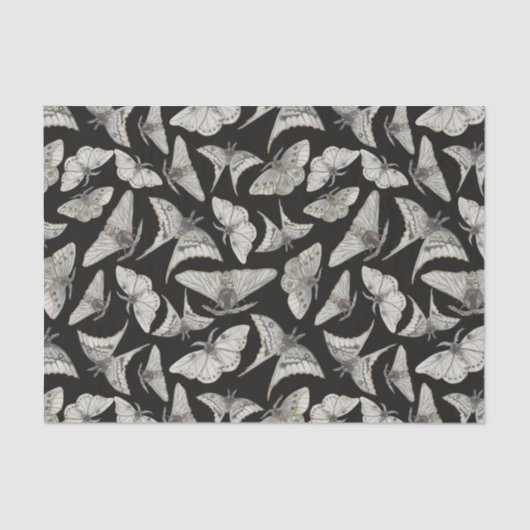 Black Moth Butterfly Pattern Halloween Tissuepapier (Voorkant)