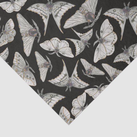 Black Moth Butterfly Pattern Halloween Tissuepapier (Detail)