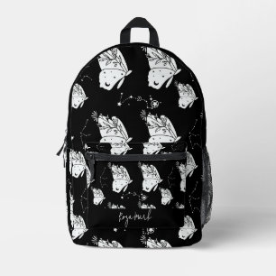 Black Moth Butterfly Pattern Printed Backpack Bedrukte Rugzak
