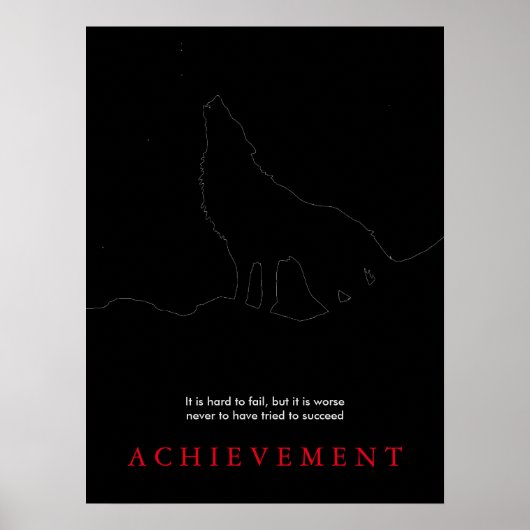 Black Motivatie Howling Wolf Art Poster Afdrukken (Voorkant)