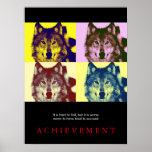 Black Motivatie Wolf Pop Art Poster Print<br><div class="desc">Digitale Comic Style Animal Art - Wilde wereld van extreme dieren - Meest woeste creaties Computer Afbeeldingen</div>