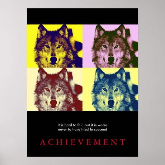 Black Motivatie Wolf Pop Art Poster Print (Voorkant)