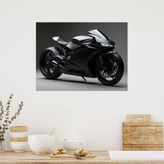 Black Motorcycle Poster (Keuken)