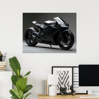 Black Motorcycle Poster