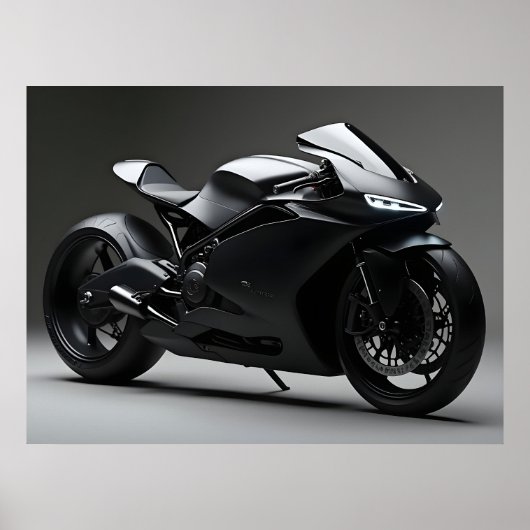 Black Motorcycle Poster (Voorkant)
