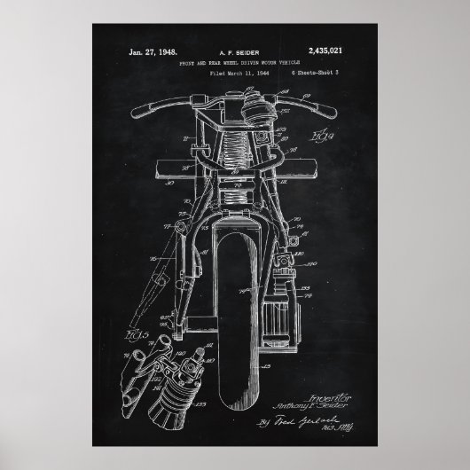 Black | Motorrijwielen Patent Poster (Voorkant)