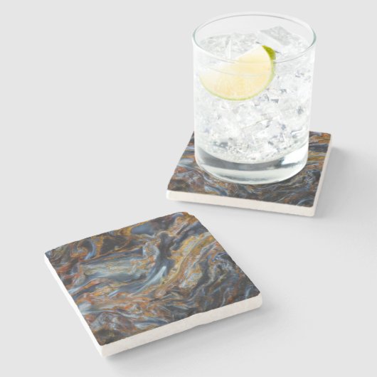 Black Mottled Pietersite Stenen Onderzetter (Zijkant)