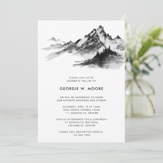 Black Mountain Forest begrafenis viering van het l Kaart (Staand voorkant)