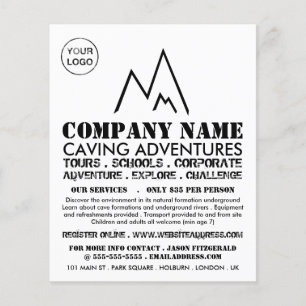 Black Mountain Logo, Caving Adventure Adverteren Flyer