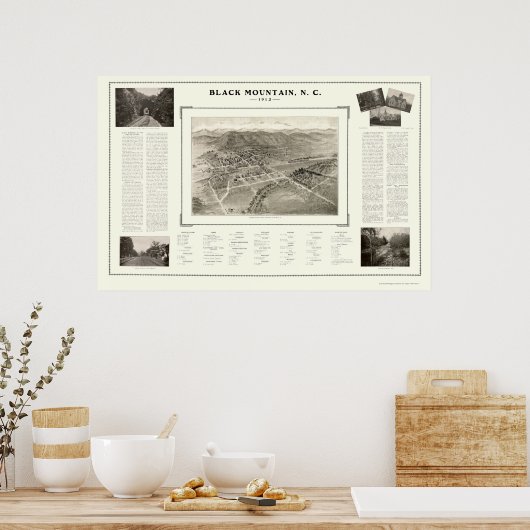 Black Mountain, NC Panoramic Map - 1912 Poster (Keuken)