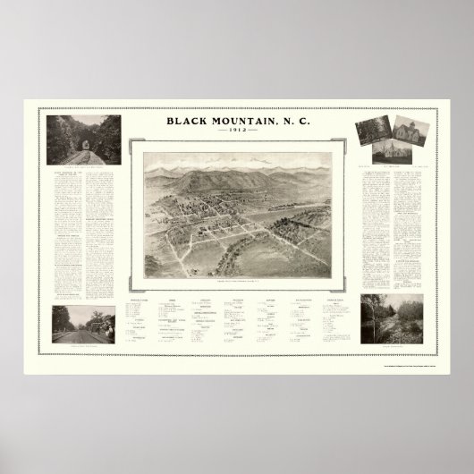 Black Mountain, NC Panoramic Map - 1912 Poster (Voorkant)