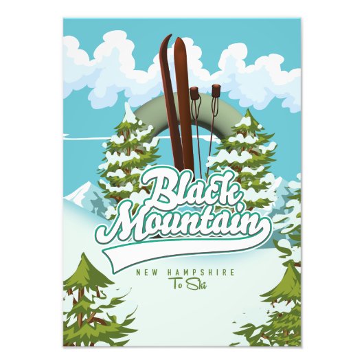 Black Mountain New Hampshire ski-poster Foto Afdruk (Voorkant)