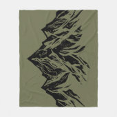 Black Mountain Peak | Modern Moss Green Hiking Fleece Deken (Voorkant)