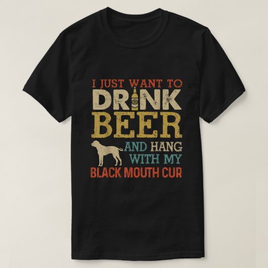 Black Mouth Cur Dad Drink Beer Hang met Dog Funny T-shirt (Design voorkant)