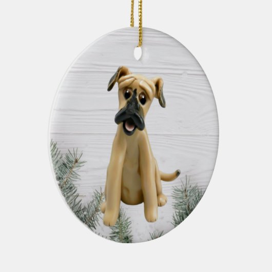 Black Mouth Cur kerstversiering Keramisch Ornament (Rechts)