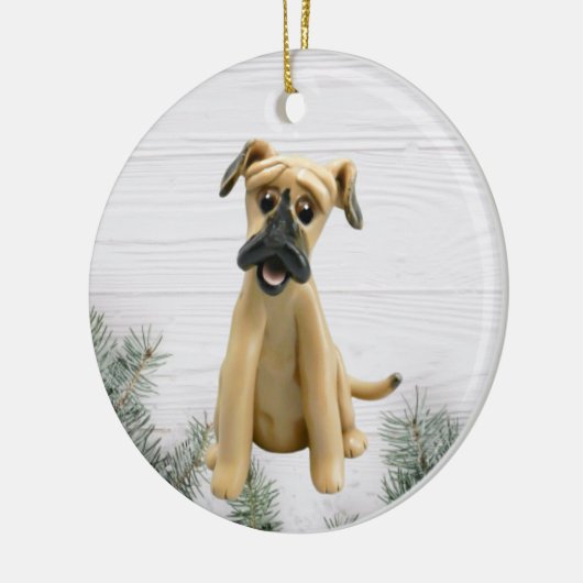 Black Mouth Cur kerstversiering Keramisch Ornament (Links)