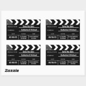 Black Movie Clapboard Weddenschap Save the Date Rechthoekige Sticker (Vel)