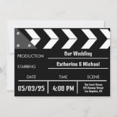 Black Movie Clapper Unique Wedding Kaart (Voorkant)